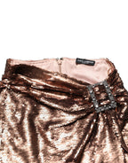 Rose Gold Embellished Sequinned Maxi Skirt