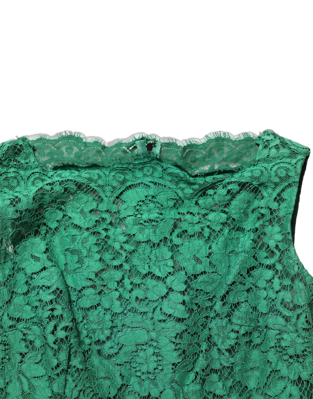 Green Floral Lace Cotton Sleeveless Midi Dress