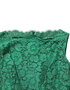 Green Floral Lace Cotton Sleeveless Midi Dress