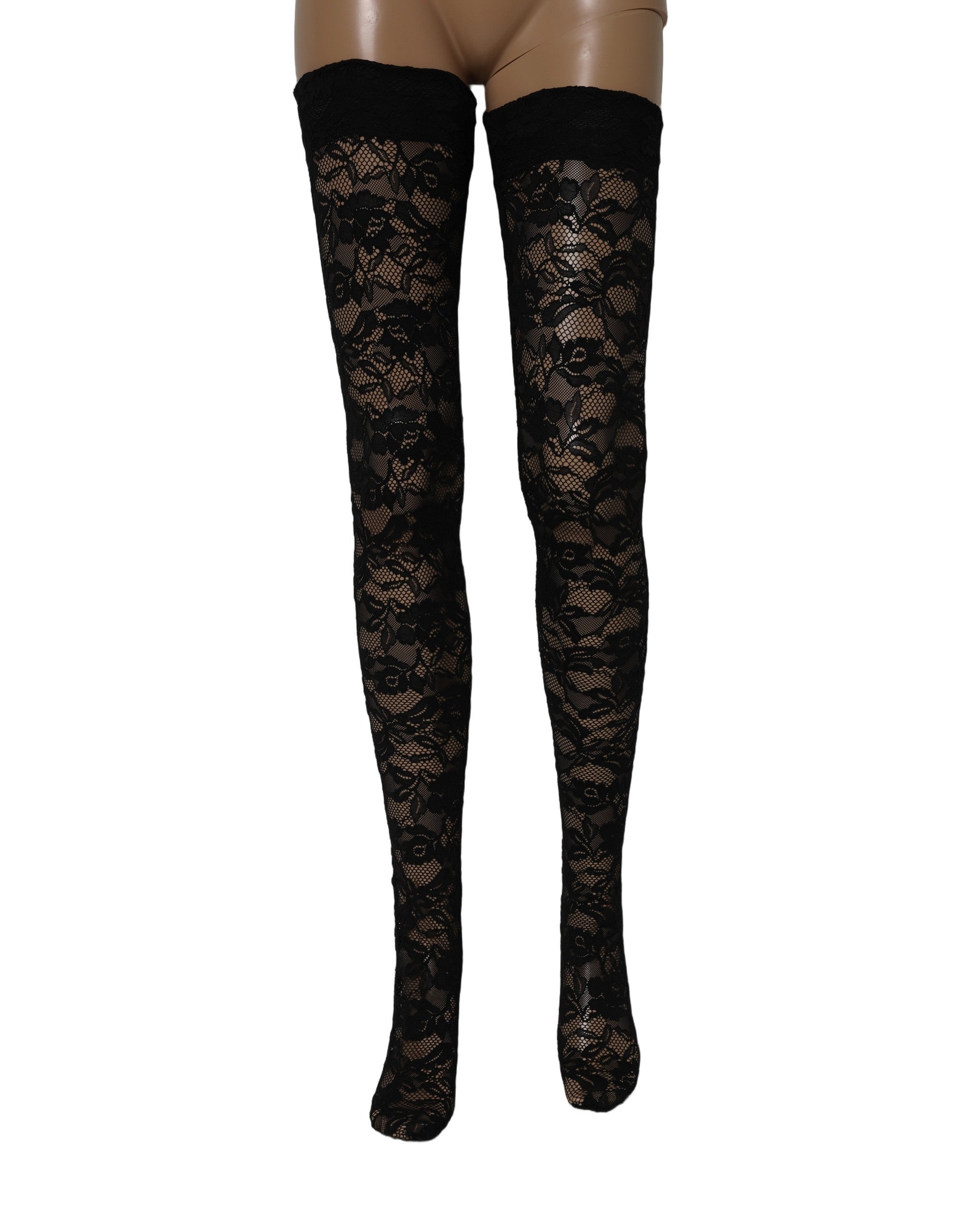 Black Floral Lace Thigh High Stockings Socks