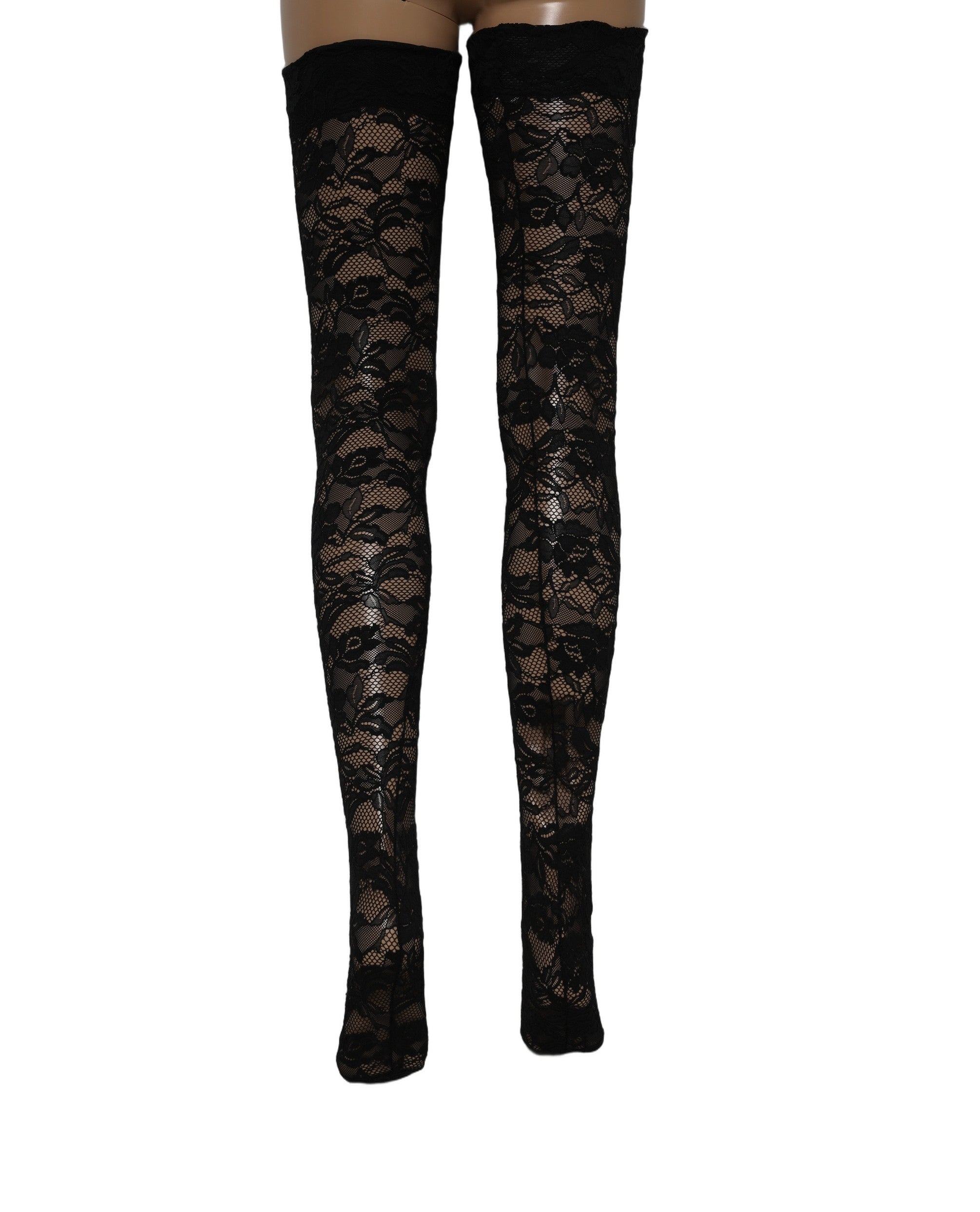 Black Floral Lace Thigh High Stockings Socks