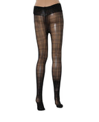 Black Nylon Tartan Pattern Tights Stockings Socks
