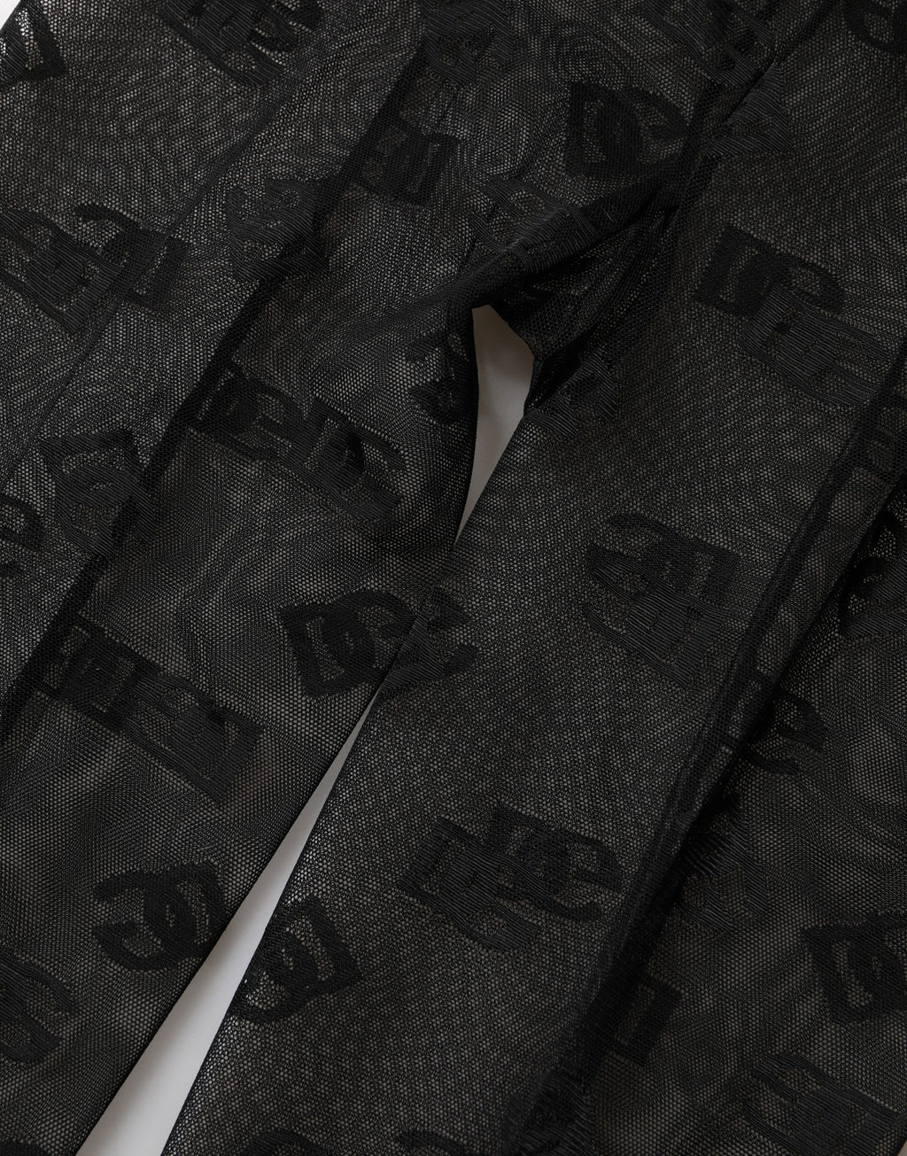 Black Nylon Logo Pattern Tights Stockings Socks