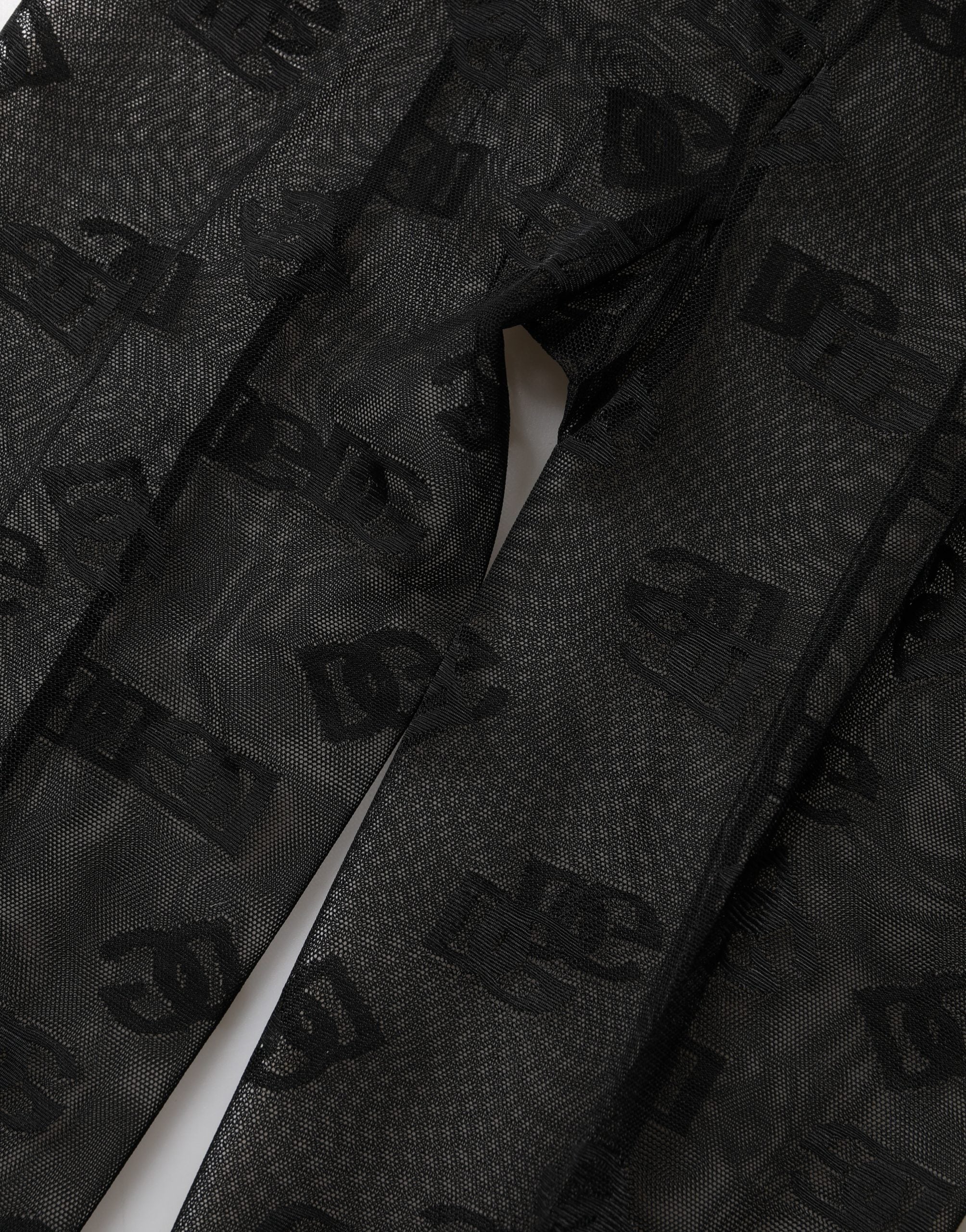 Black Nylon Logo Pattern Tights Stockings Socks