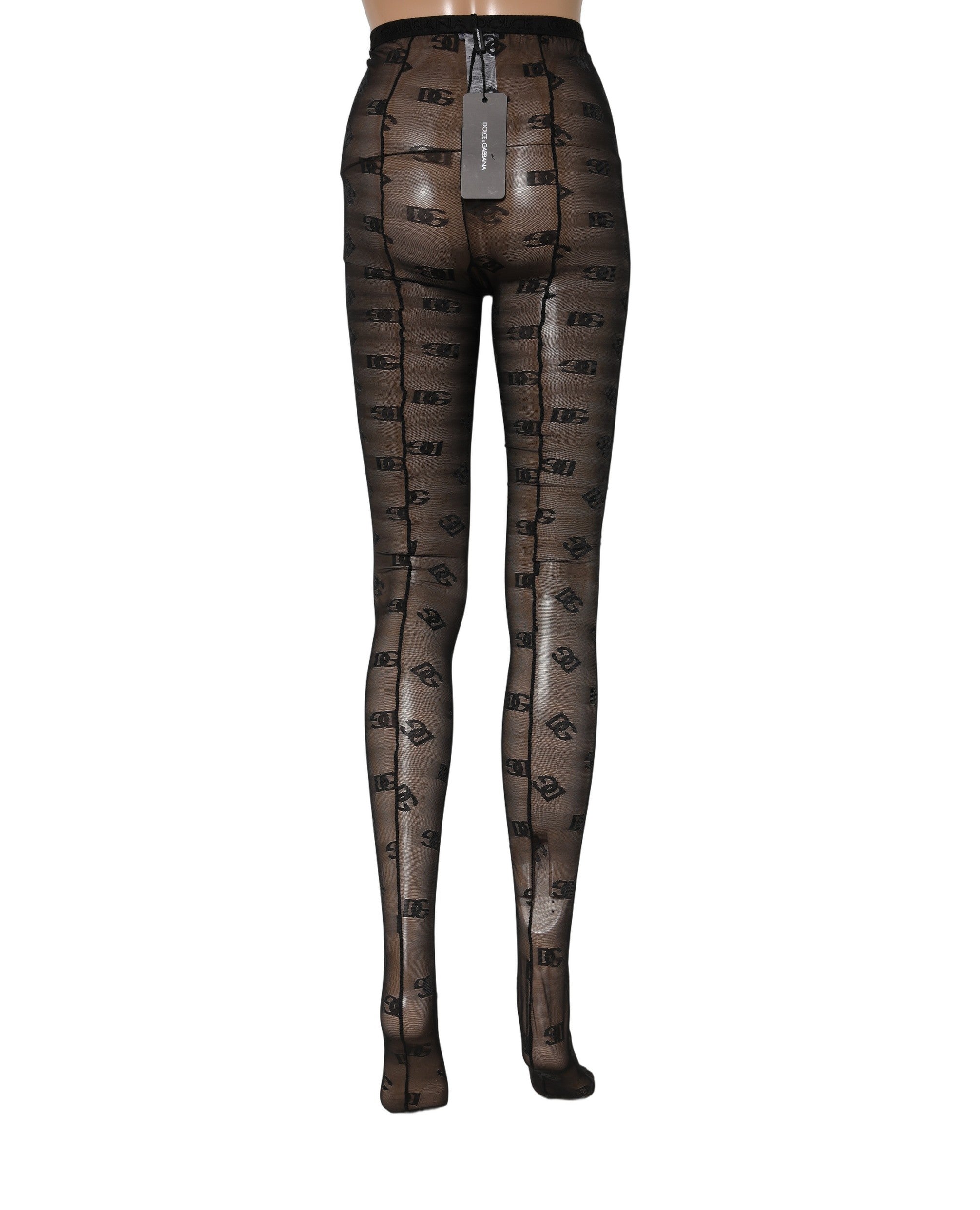 Black Nylon Logo Pattern Tights Stockings Socks