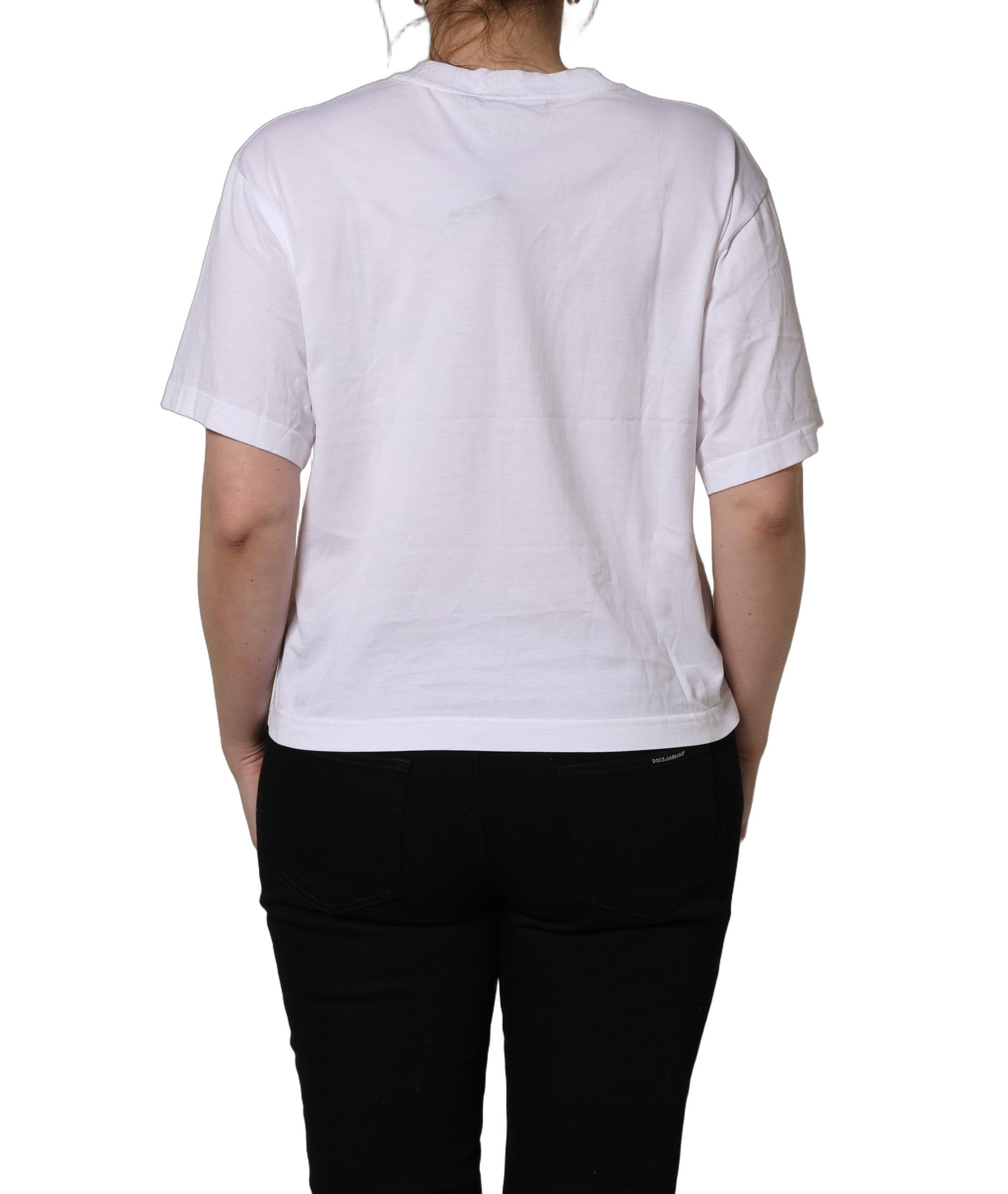 White I Love Supermodel Cotton Crew Neck T-shirt