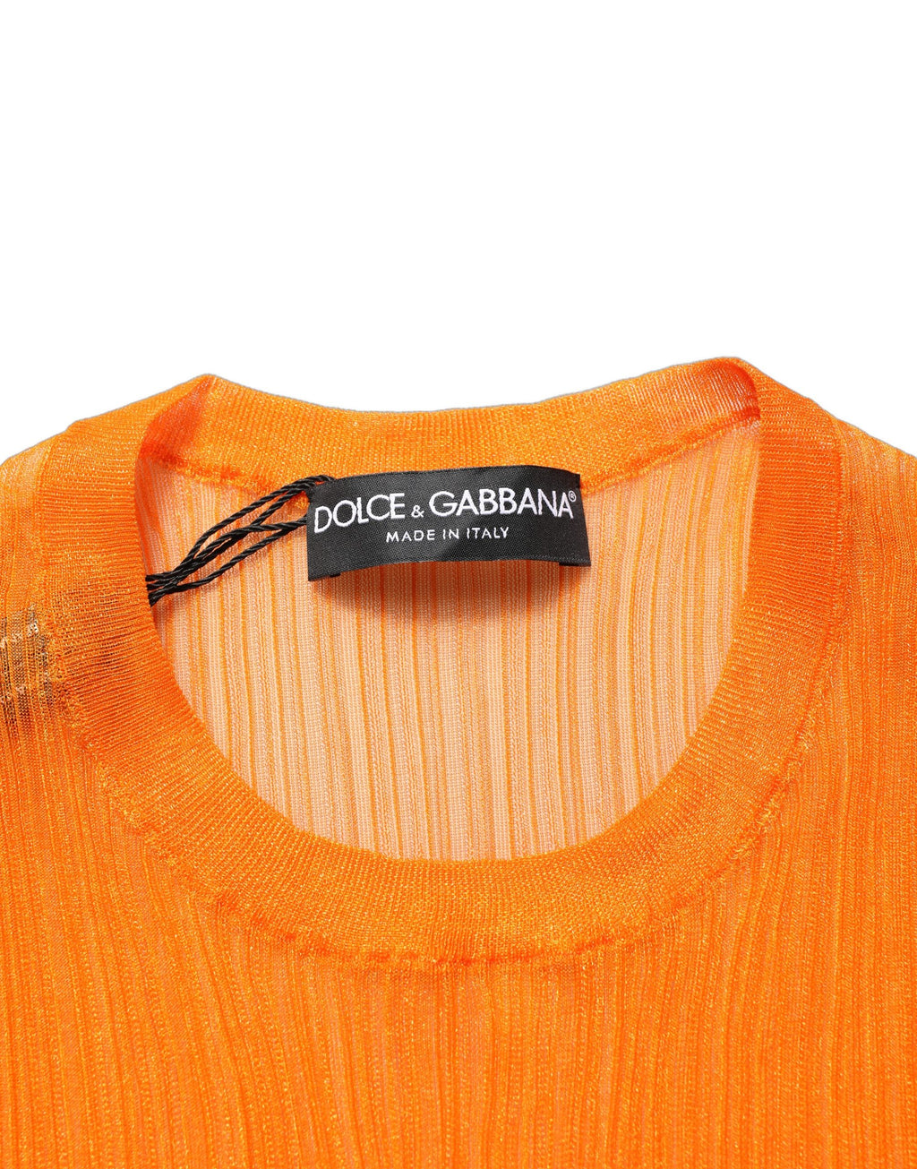 Orange See Through Crew Neck Blouse Tank Top