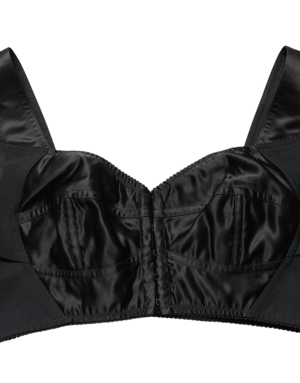 Black Satin Nylon Corset Sleeveless Cropped Top