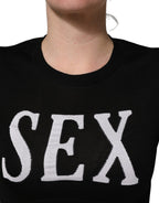 Black Graphic Print Long-Sleeved Top