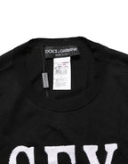 Black Graphic Print Long-Sleeved Top