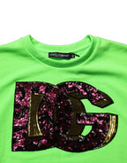 Neon Green DG Sequined Sleeveless Jersey Top