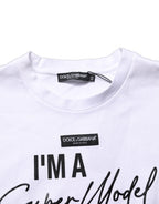 White I'm A Super Model Fan Print Jersey T-shirt