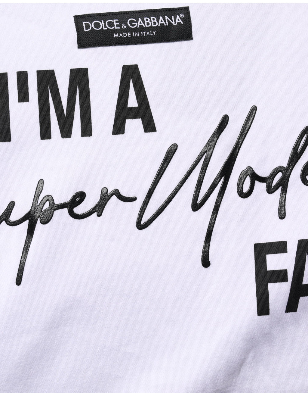 White I'm A Super Model Fan Print Jersey T-shirt