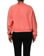 Pink Graphic Crew Neck Cropped Sweatshirt Sweater