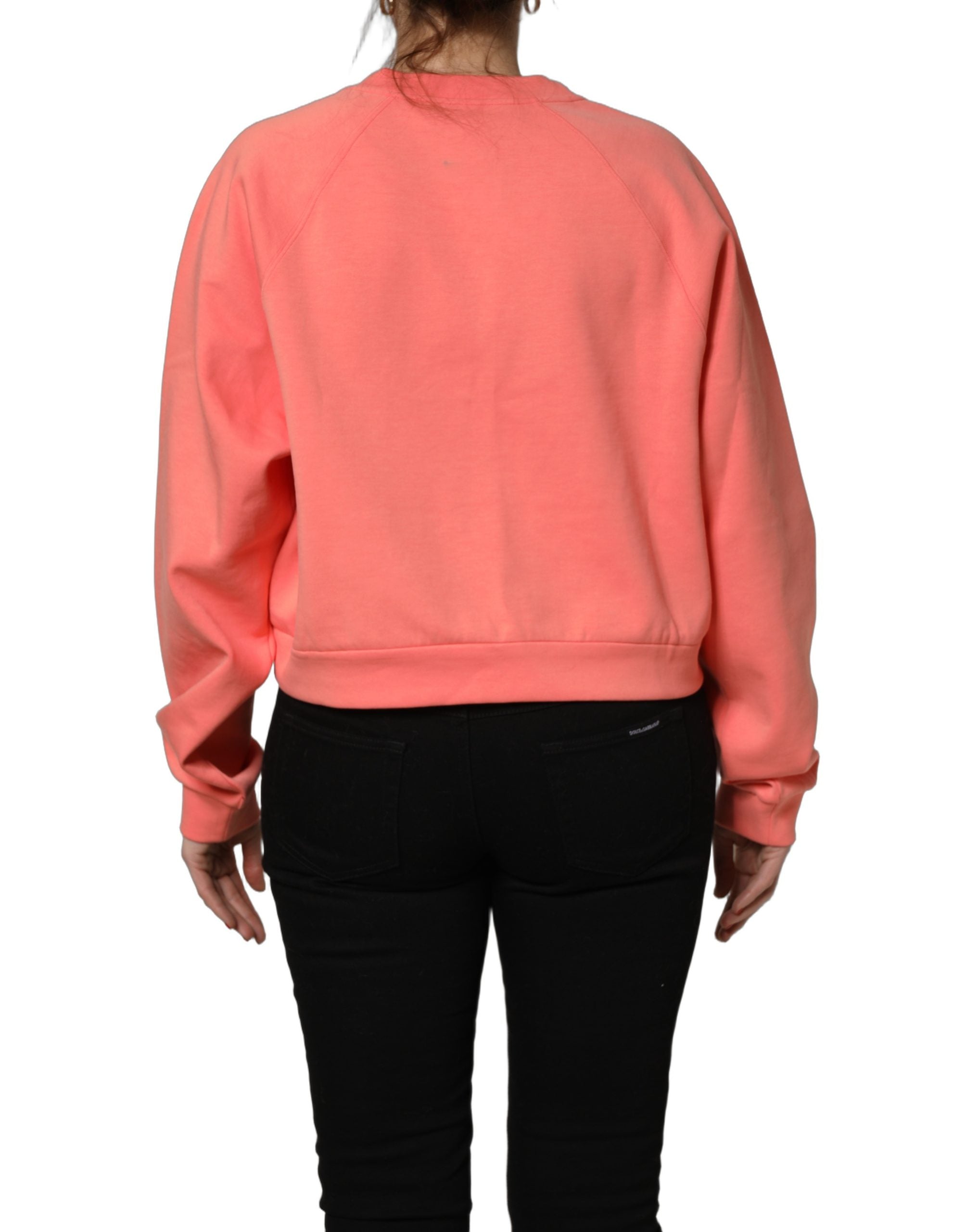 Pink Graphic Crew Neck Cropped Sweatshirt Sweater