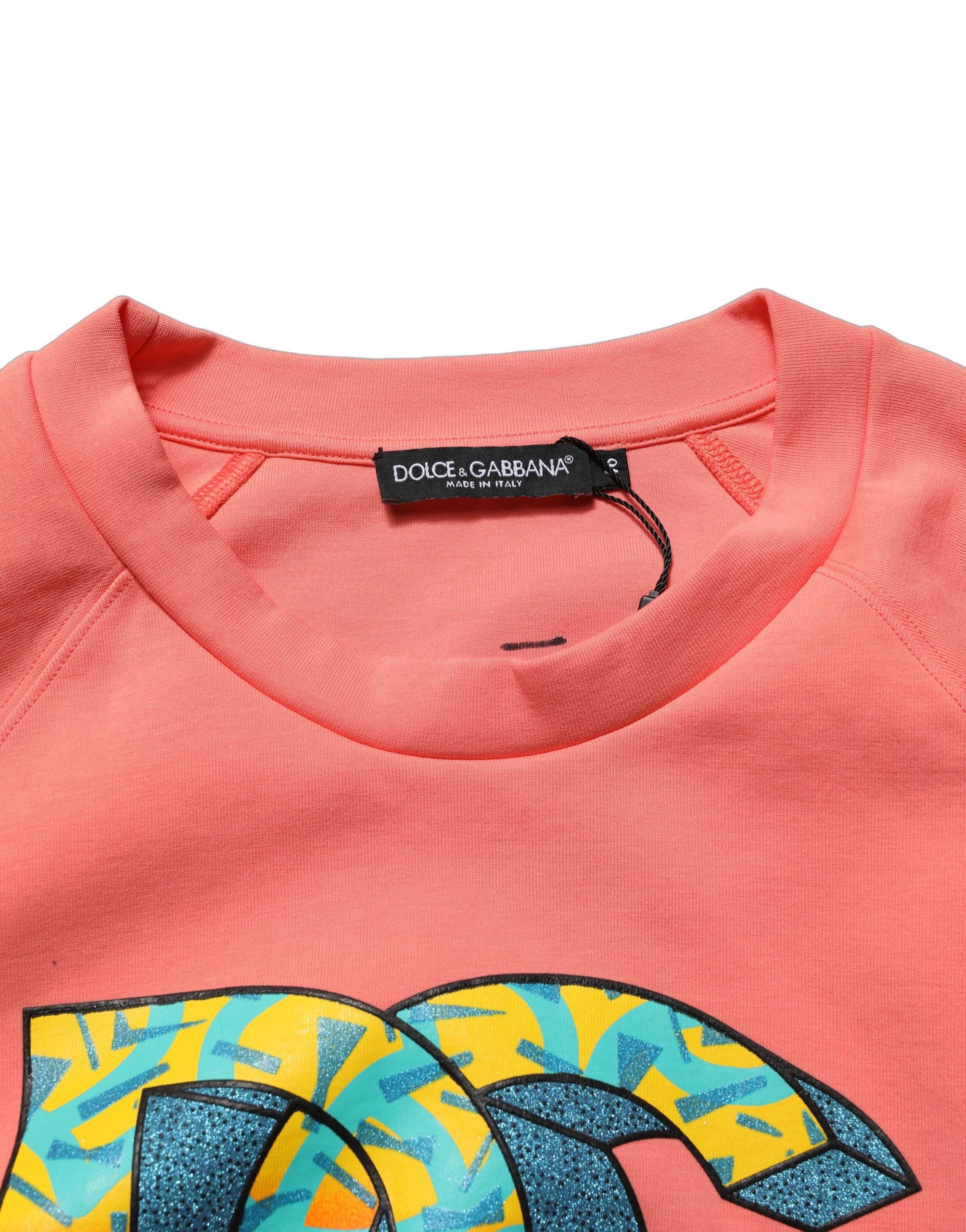 Pink Graphic Crew Neck Cropped Sweatshirt Sweater