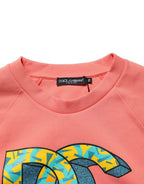 Pink Graphic Crew Neck Cropped Sweatshirt Sweater