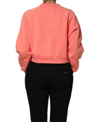 Pink Graphic Crew Neck Cropped Sweatshirt Sweater