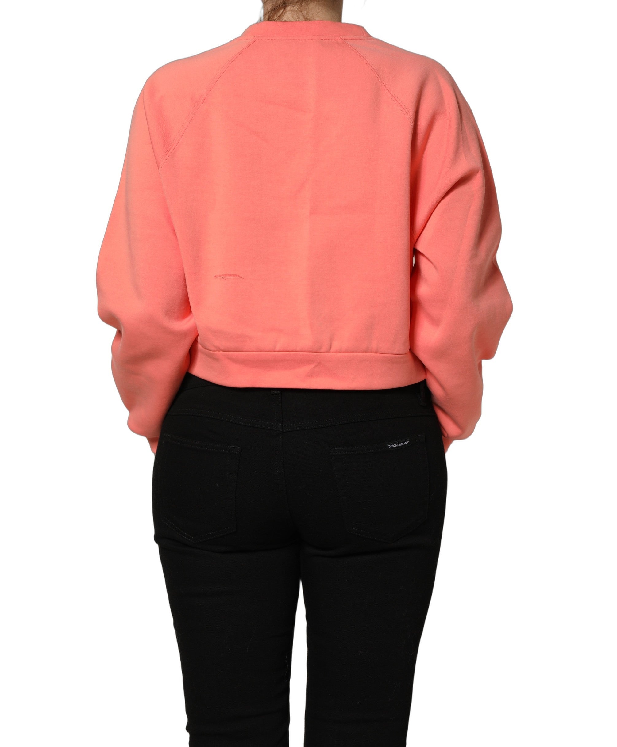 Pink Graphic Crew Neck Cropped Sweatshirt Sweater