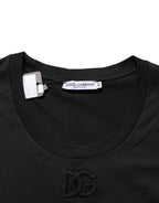 Black Cotton Short-Sleeve Crew Neck T-shirt