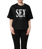 Black Jersey Graphic Short Sleeve Crew Neck T-shirt