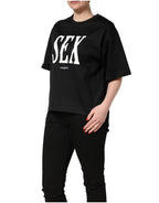 Black Jersey Graphic Short Sleeve Crew Neck T-shirt