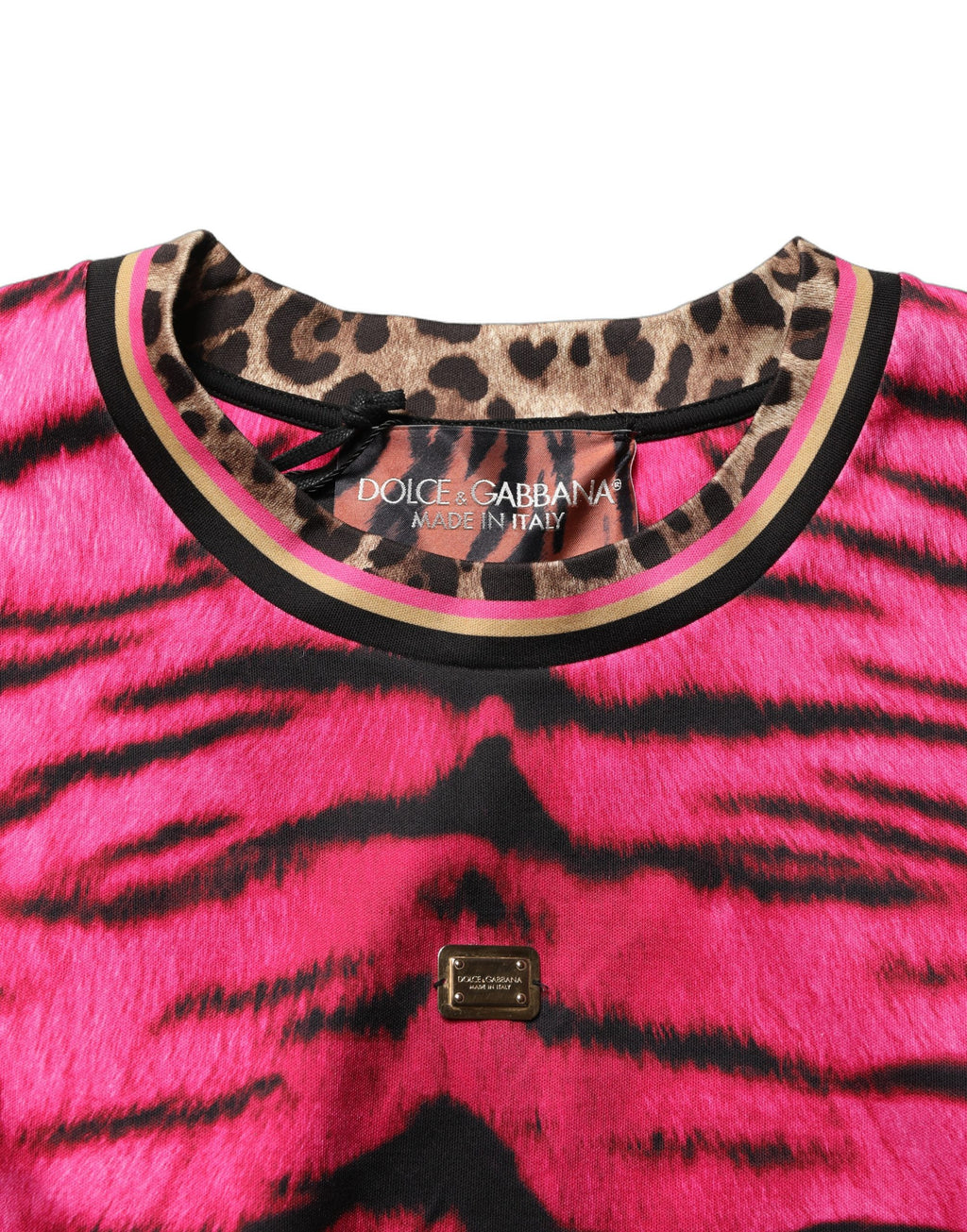Pink Zebra Sleeveless Crew Neck Cropped T-shirt