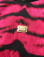 Pink Zebra Sleeveless Crew Neck Cropped T-shirt