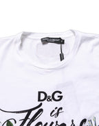 White Floral Graphic Short Sleeve Crew Neck T-shirt