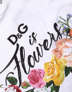 White Floral Graphic Short Sleeve Crew Neck T-shirt