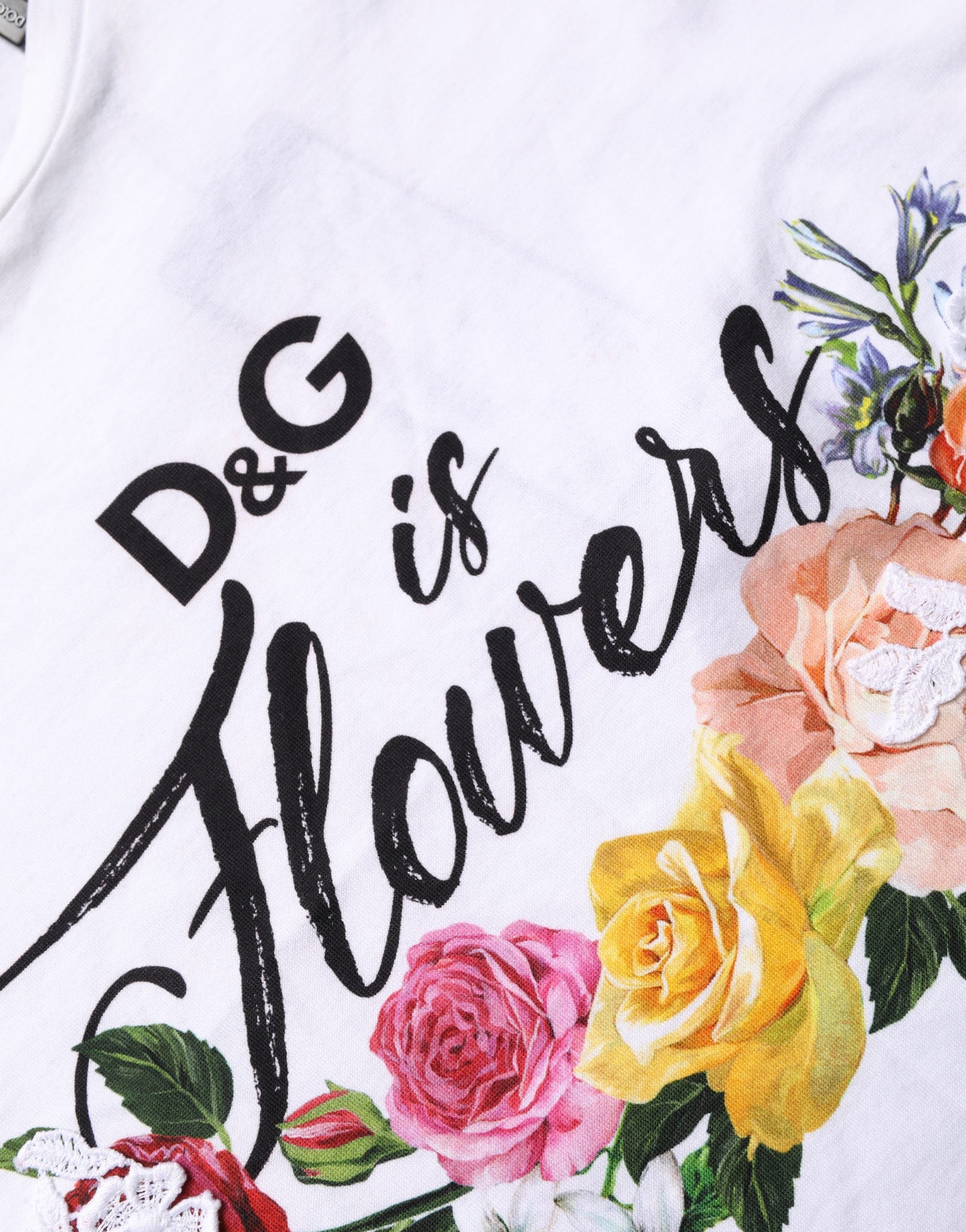 White Floral Graphic Short Sleeve Crew Neck T-shirt