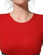 Red Cotton Logo Tape Cropped Short Sleeve T-shirt