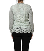 Green Button Down Silk Long Sleeve Cardigan Sweater