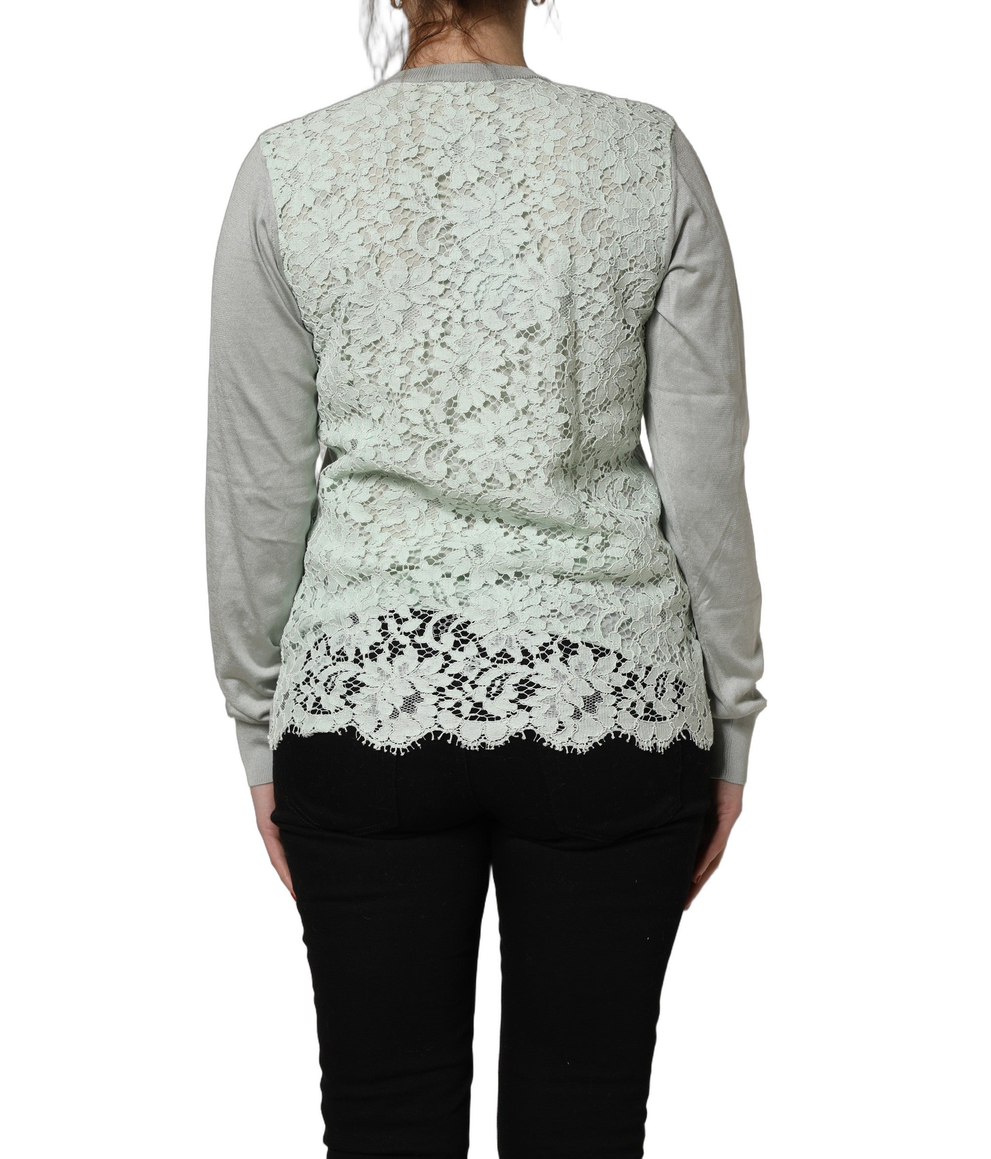 Green Button Down Silk Long Sleeve Cardigan Sweater