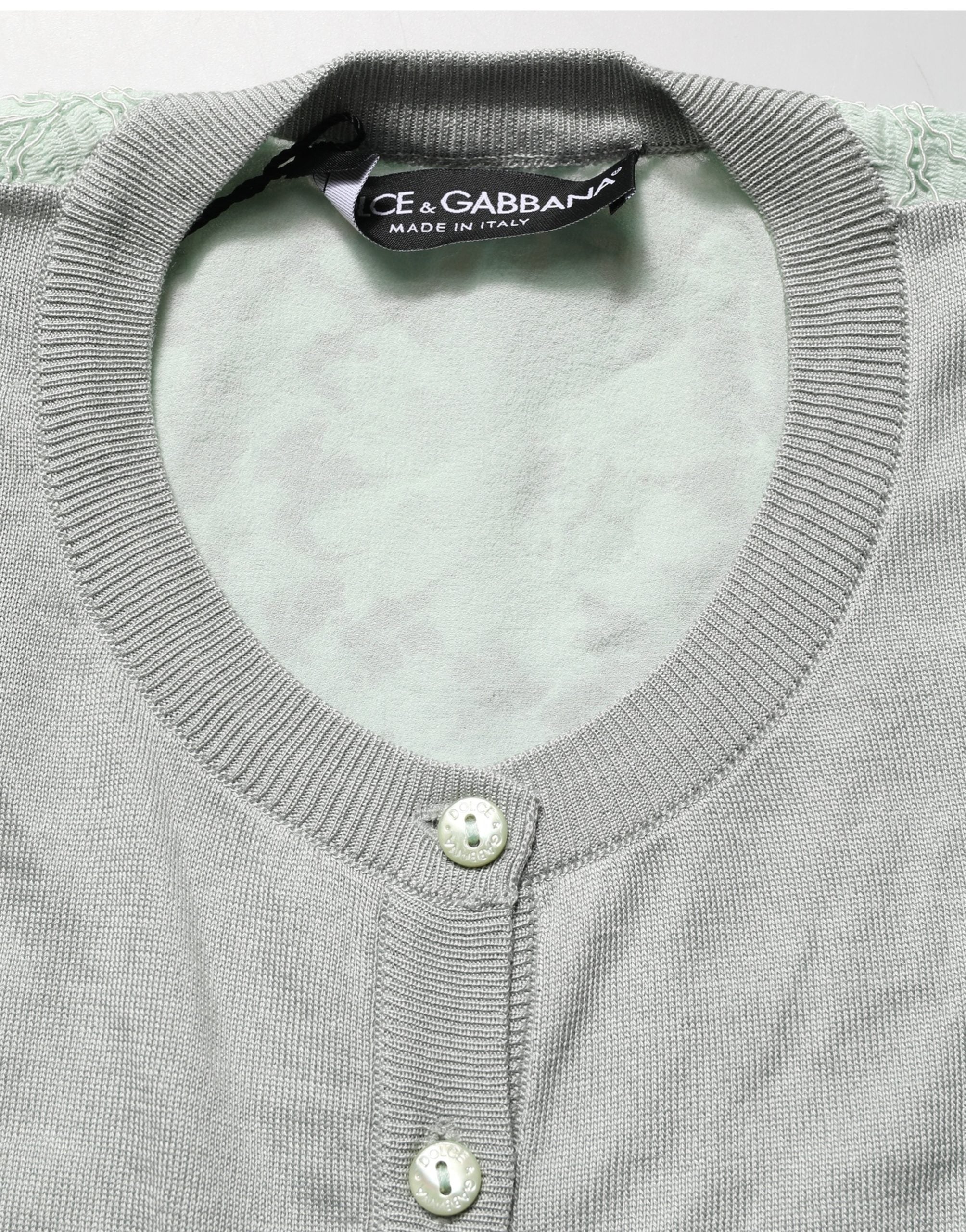 Green Button Down Silk Long Sleeve Cardigan Sweater