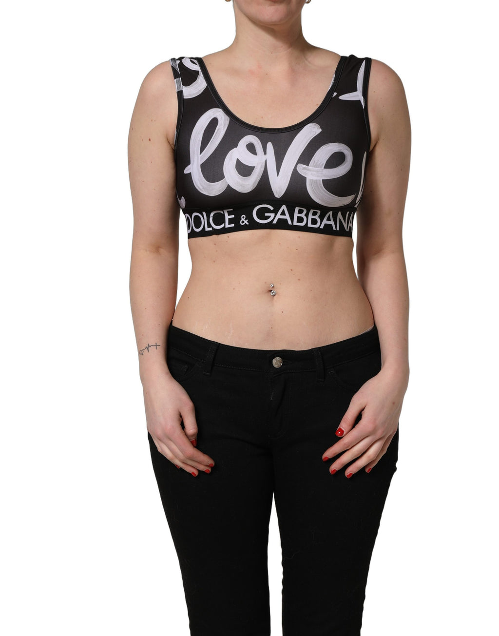 Black DG Love Yourself Sports Bra Cropped Top