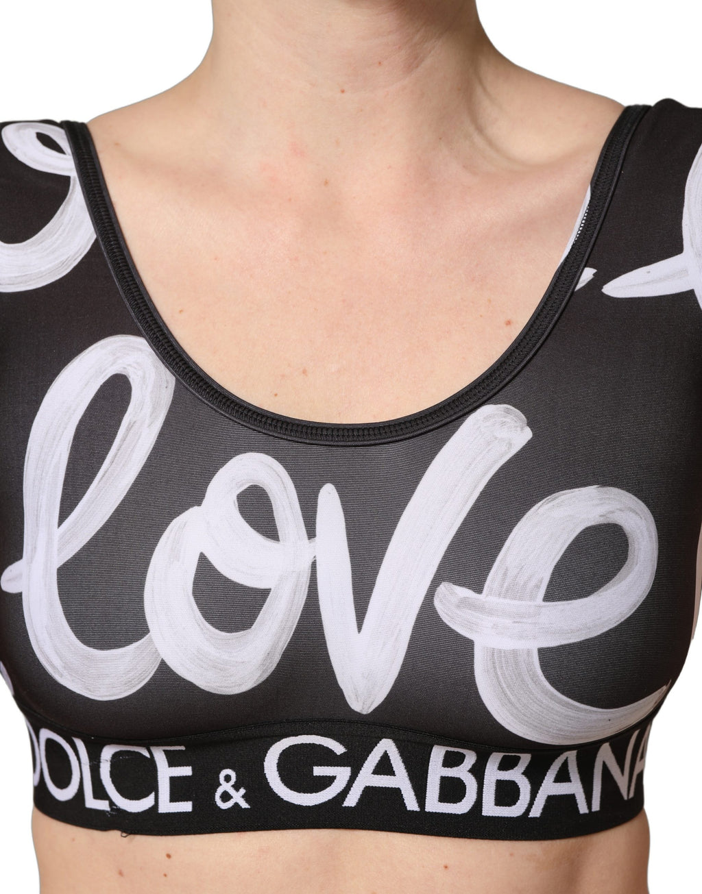 Black DG Love Yourself Sports Bra Cropped Top