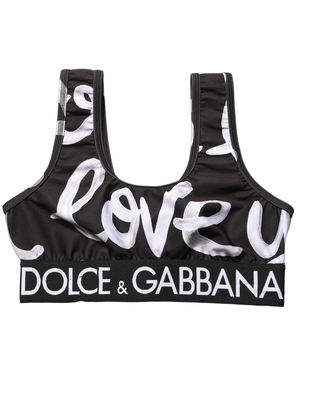 Black DG Love Yourself Sports Bra Cropped Top