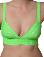 Neon Green Soft Cup Logo-Trim Bra Cropped Top