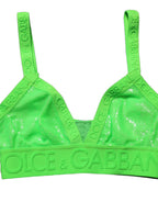 Neon Green Soft Cup Logo-Trim Bra Cropped Top