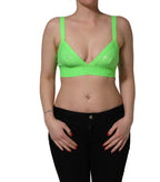Neon Green Soft Cup Logo-Trim Bra Cropped Top
