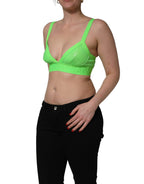 Neon Green Soft Cup Logo-Trim Bra Cropped Top
