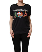 Black #IAMACHRISTMASTREE Print Cotton T-shirt