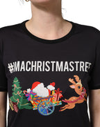 Black #IAMACHRISTMASTREE Print Cotton T-shirt