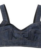 Black Denim Corset Bralette Cotton Cropped Top