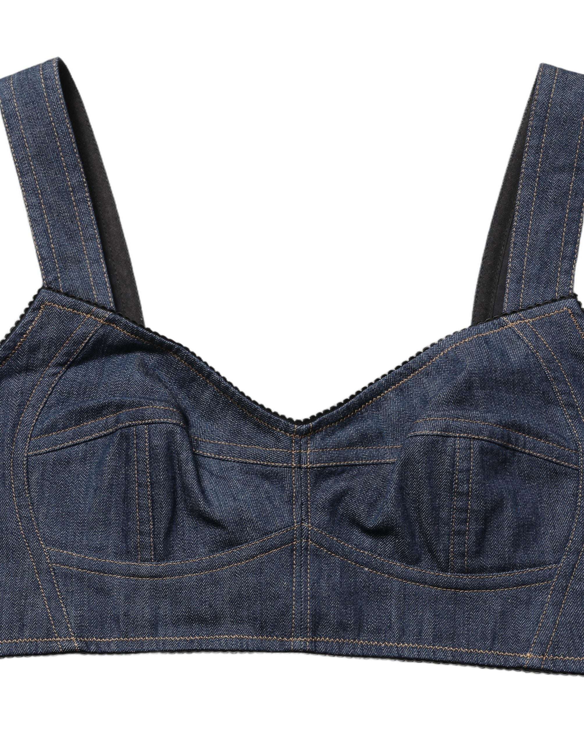 Black Denim Corset Bralette Cotton Cropped Top