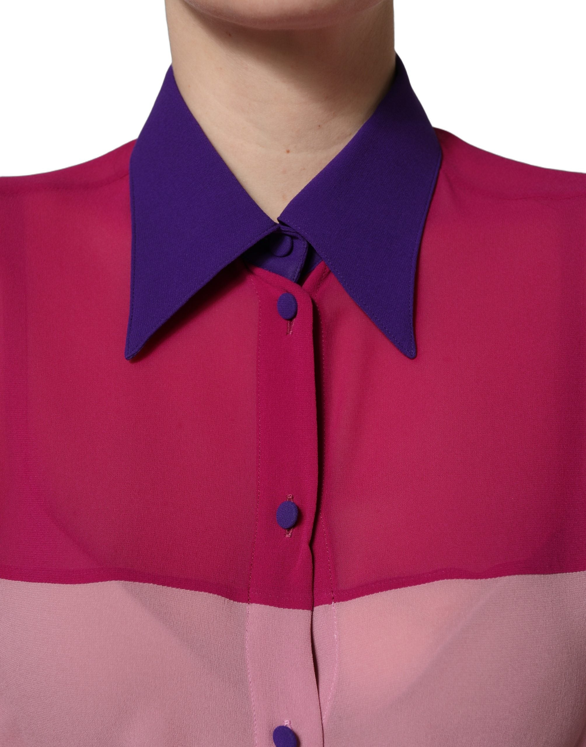 Multicolor Silk Patchwork Shirt Blouse Top