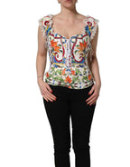 Multicolor Majolica Corset Sleeveless Top