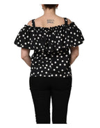 Black White Polka Dot Off Shoulder Top