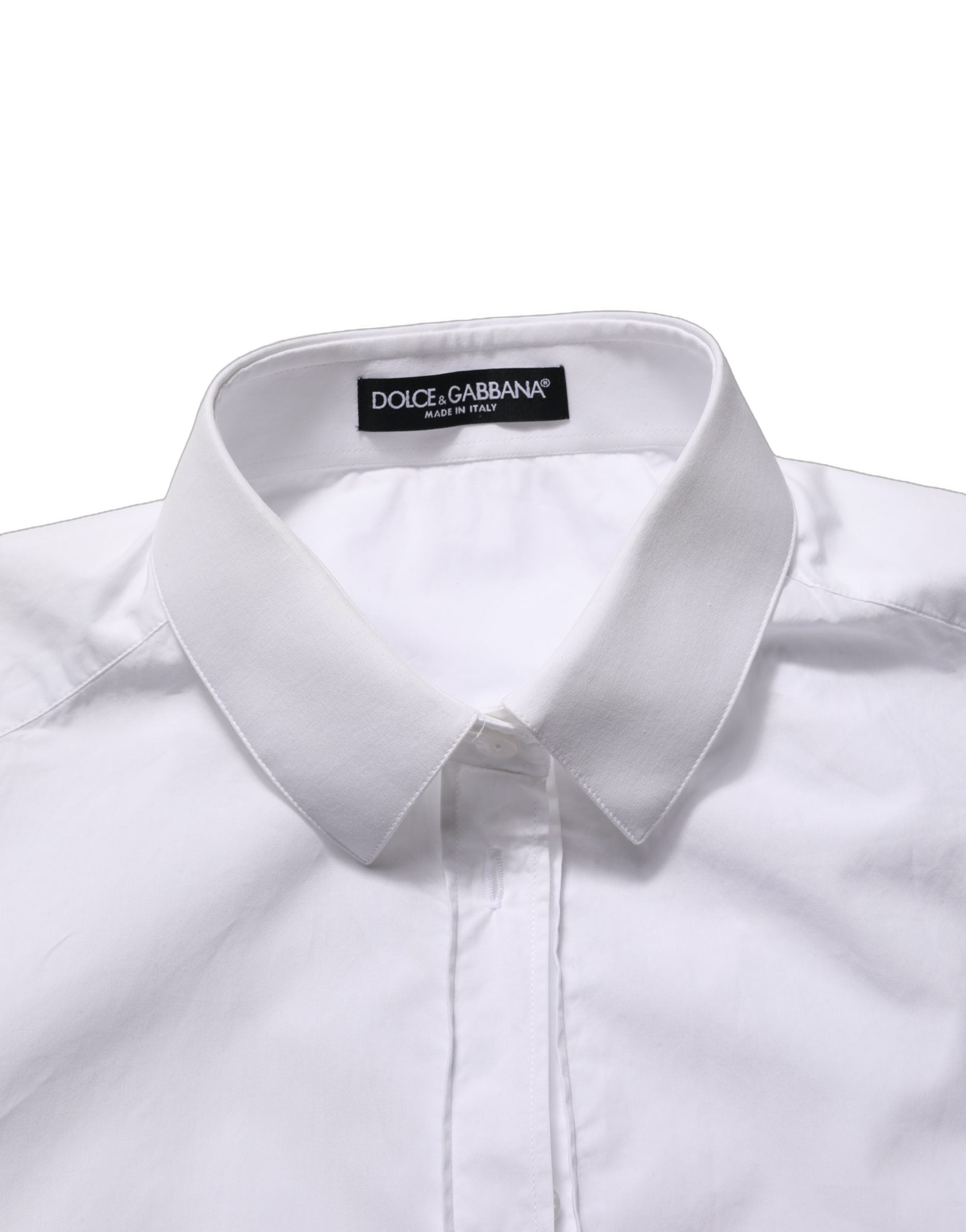 White Cotton Long Sleeve Button-Up Shirt Top